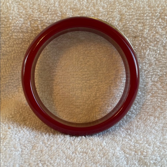 Black and Red Lucite Bangle Avon Bracelets with Rhinestone Accents - Picture 2 of 10